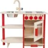 Houten Speelkeuken V.Dijktoys Rood -Indoor Speelgoed Winkel combikeuken vandiujktoys