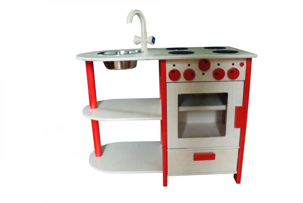 Houten Speelkeuken V.Dijktoys Rood 4 Houten Speelkeuken V.Dijktoys Rood - Afbeelding 2