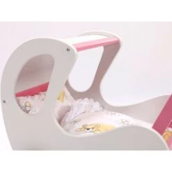 Houten Poppenwagen De Luxe White Incl. Dekbed / Slaapzak 10 Houten Poppenwagen De Luxe White Incl. Dekbed / Slaapzak -Indoor Speelgoed Winkel houten poppenwagen met kap pallas wit rose 2