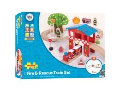 BigJigs BJT037 Fire&Rescue Train Set -Indoor Speelgoed Winkel houten treinset bigjigs bjt037 fire rescue train set 39dlg 1