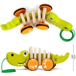 Trekfiguur Hape: Walk-a-Long Crocodile -Indoor Speelgoed Winkel houten trekdier hape walk along crocodile 1 1