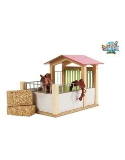 Kidsglobe Paardenbox Paardenstal 1 Box Rose/Wit -Indoor Speelgoed Winkel kids globe 610206 paardenbox roze paardenstal 8713219361238 1