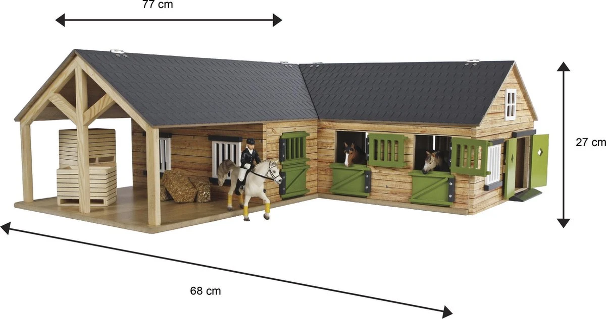 Kidsglobe Paardenstal Met 4 Boxen En Berging Bruin/groen 8 Kidsglobe Paardenstal Met 4 Boxen En Berging Bruin/groen - Afbeelding 6