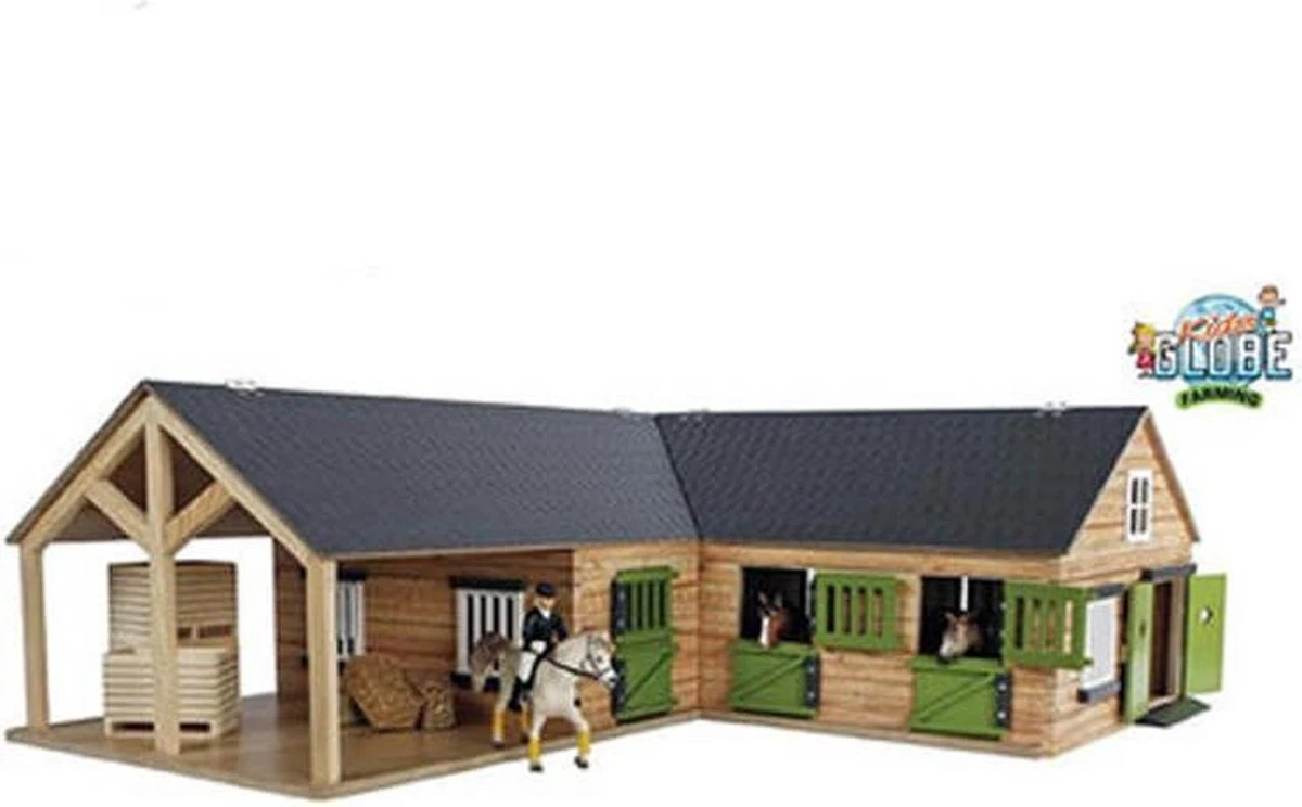 Kidsglobe Paardenstal Met 4 Boxen En Berging Bruin/groen 3 Kidsglobe Paardenstal Met 4 Boxen En Berging Bruin/groen