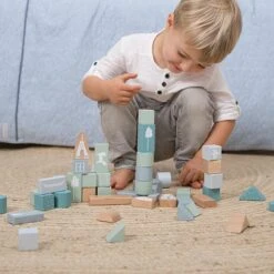 Little Dutch Houten Blokkenton Blauw LittleDutch -Indoor Speelgoed Winkel little dutch 4413 blauw houten blokken in ton 3