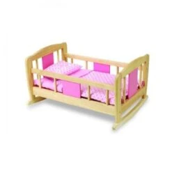 Pintoy Poppenbed Houten Schommelbed Rose -Indoor Speelgoed Winkel poppenbed schommelbed pintoy 1