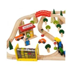 BigJigs BJT018 Houten Trein 124-delige Treinset Transport -Indoor Speelgoed Winkel treinset transport bigjigs bjt018 2